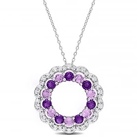 Julianna B Sterling Silver Amethyst and White Topaz 18" Pendant