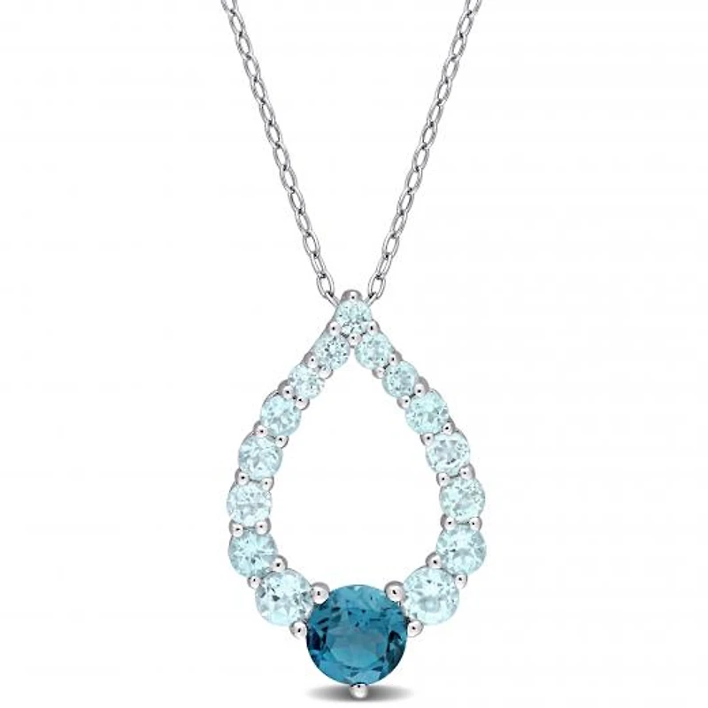Julianna B Sterling Silver Topaz 18" Teardrop Pendant