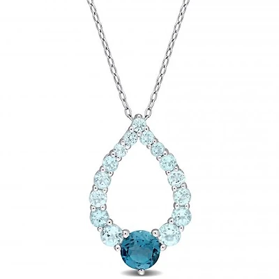 Julianna B Sterling Silver Topaz 18" Teardrop Pendant