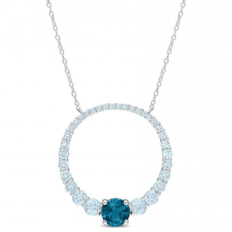 Julianna B Sterling Silver Topaz 18" Graduated Open Circle Pendant