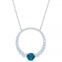 Julianna B Sterling Silver Topaz 18" Graduated Open Circle Pendant
