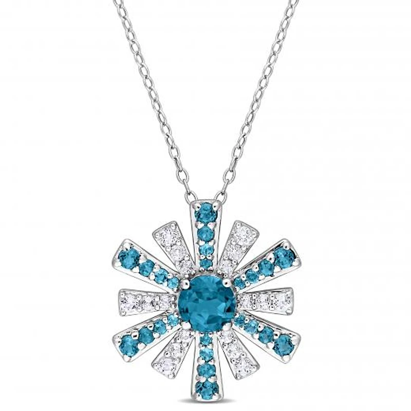 Julianna B Sterling Silver Topaz 18" Starburst Pendant
