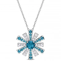Julianna B Sterling Silver Topaz 18" Starburst Pendant