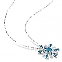 Julianna B Sterling Silver Topaz 18" Starburst Pendant