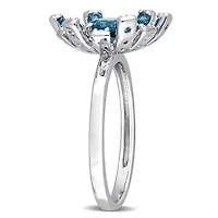 Julianna B Sterling Silver London Blue Topaz and White Topaz Ring