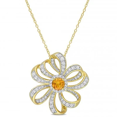 Julianna B Sterling Silver 18K Yellow Gold Plated Citrine & White Topaz Necklace