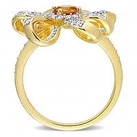 Julianna B Sterling Silver 18K Yellow Gold Plated Citrine and White Topaz Ring