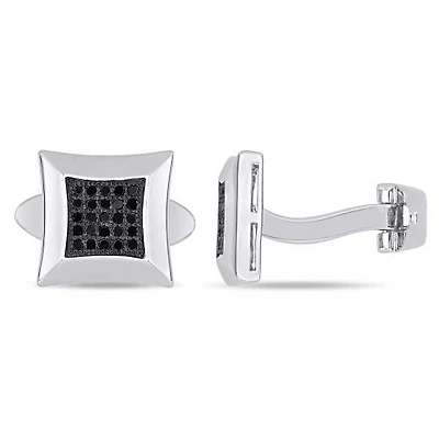 Julianna B Sterling Silver Black Diamond Pave Cufflinks