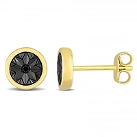 Julianna B Yellow Plated Sterling Silver Black Diamond Stud Earrings