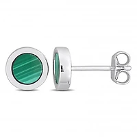 Julianna B Sterling Silver Malachite Fashion Post Earrings