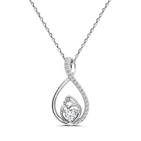 Sterling Silver Created White Sapphire Mother/Child Pendant