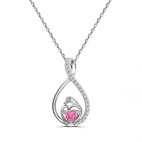 Sterling Silver Created Pink & White Sapphire Mother/Child Pendant