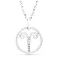 Sterling Silver Aries Diamond Pendant