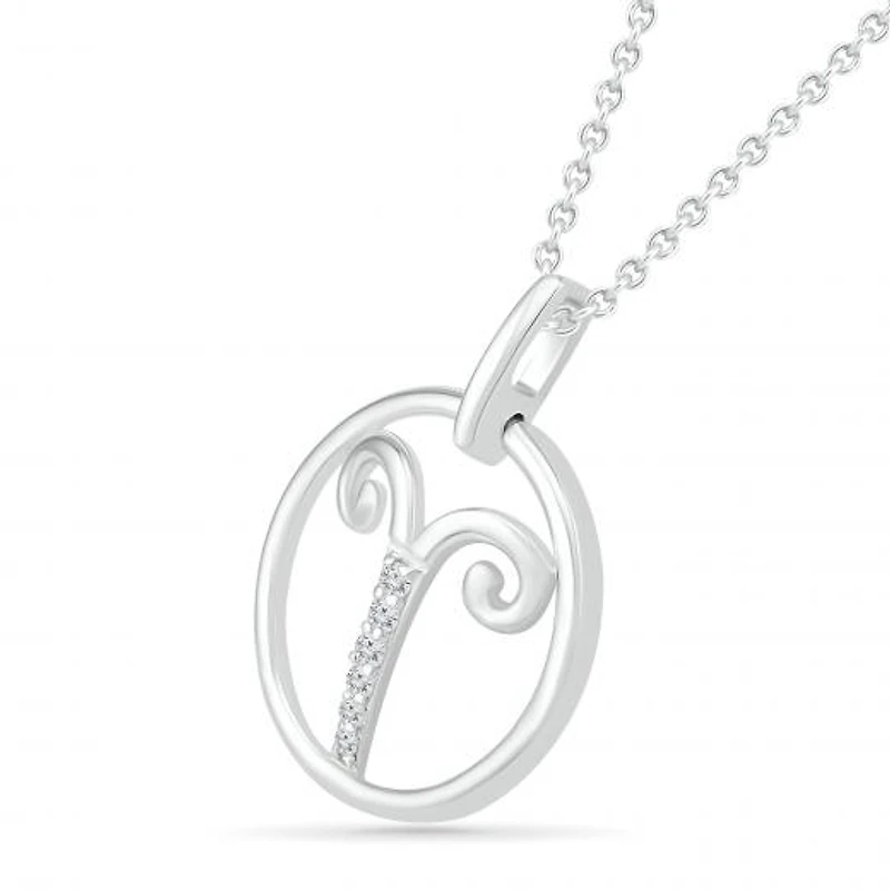 Sterling Silver Aries Diamond Pendant