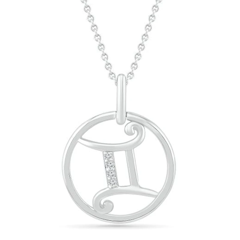 Sterling Silver Gemini Diamond Pendant