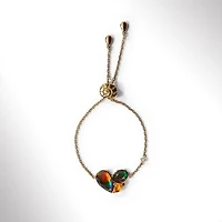 KORITE RADIANT Sterling Silver 18K Gold Plated Ammolite, Garnet Bracelet