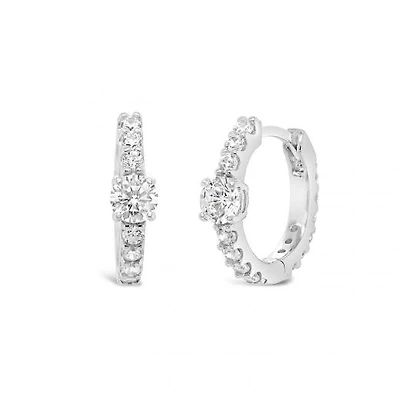 Sterling Silver Cubic Zirconia Hoop Earrings