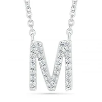 Sterling Silver & Diamond "M" Initial Necklace
