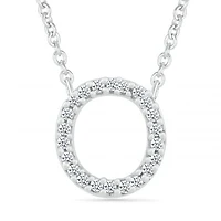 Sterling Silver & Diamond "O" Initial Necklace