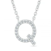 Sterling Silver & Diamond "Q" Initial Necklace