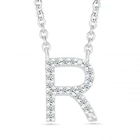 Sterling Silver & Diamond "R" Initial Necklace
