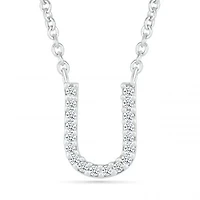 Diamond Addiction Sterling Silver & Diamond "U" Initial Necklace