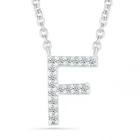 Sterling Silver & Diamond "F" Initial Necklace