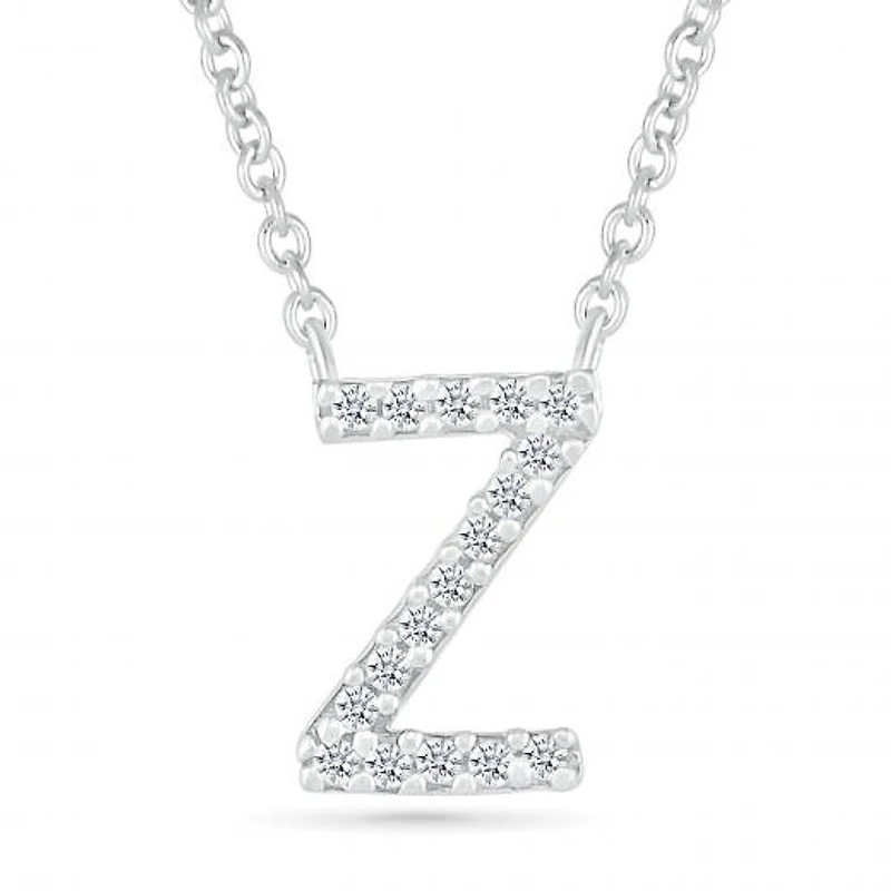 Sterling Silver & Diamond "Z" Initial Necklace