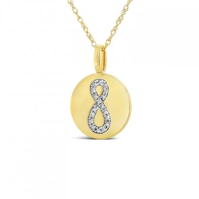 10K Yellow Gold Diamond Infinity Disc Pendant