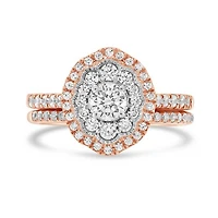 10K Rose Gold 1.00CTW Diamond Oval Shaped Bridal Set