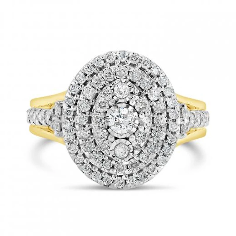 10K Yellow Gold 1.00CTW Diamond Oval Shaped Fashion Ring