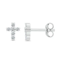 10K White Gold 0.23CTW Diamond Cross Earrings
