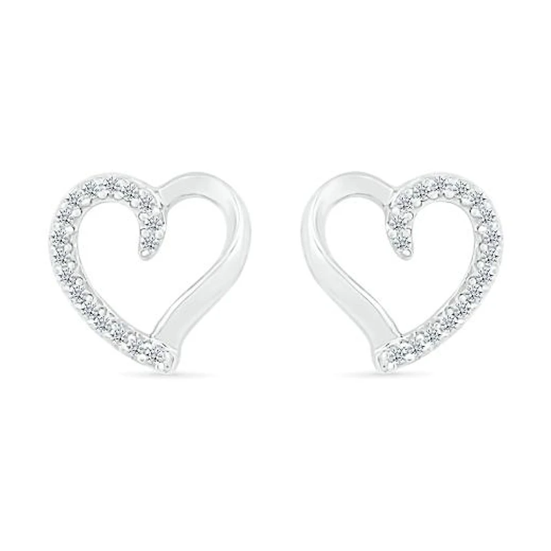 10K Gold Diamond Heart Earrings