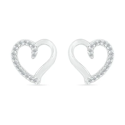 10K Gold Diamond Heart Earrings