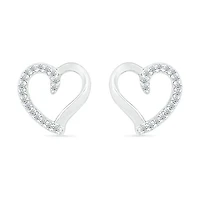 10K Gold Diamond Heart Earrings