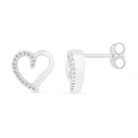 10K Gold Diamond Heart Earrings