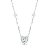 10K White Gold 0.18CTW Diamond Heart Necklace
