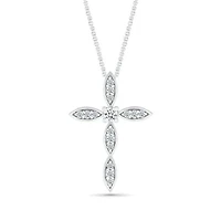 10K White Gold 0.29CTW Diamond Cross Pendant