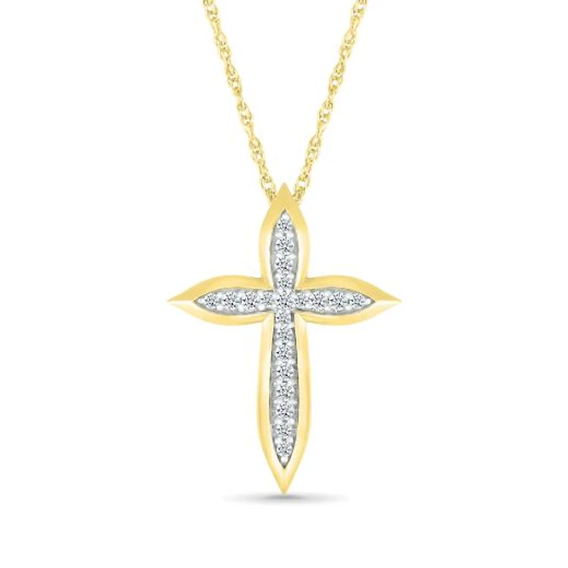 10K Yellow Gold 0.14CTW Diamond Cross Pendant