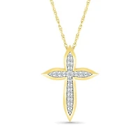 10K Yellow Gold 0.14CTW Diamond Cross Pendant