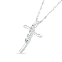10K White Gold 0.11CTW Diamond Cross Pendant