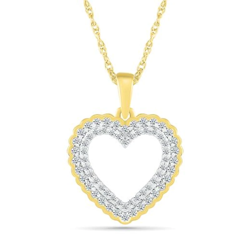 10K Yellow Gold 0.29CTW Diamond Heart Pendant