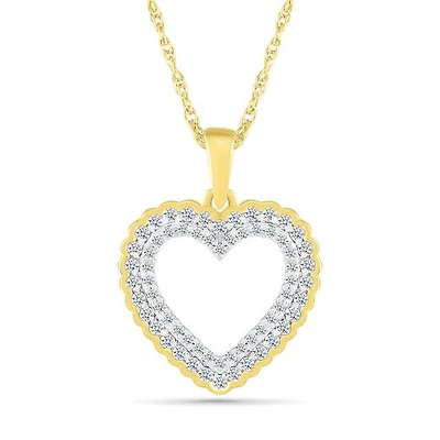 10K Yellow Gold 0.29CTW Diamond Heart Pendant