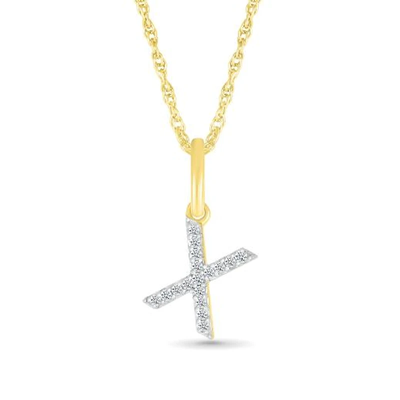 10K Yellow Gold & Diamond "X" Initial Pendant