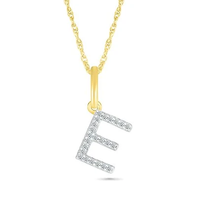 10K yellow Gold & Diamond "E" Initial Pendant
