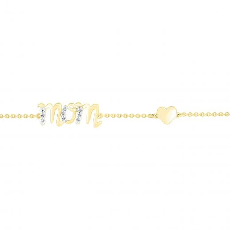10K Yellow Gold Diamond Mom Bracelet