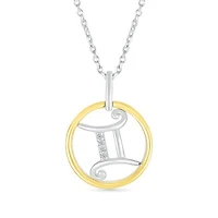Sterling Silver 10K Yellow Gold Gemini Diamond Pendant