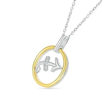 Sterling Silver 10K Gold Sagittarius Diamond Pendant
