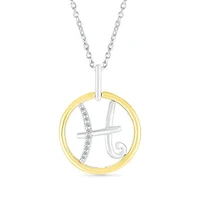 Sterling Silver 10K Yellow Gold Pisces Diamond Pendant