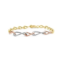 10K Tri-Colour Gold 7.25" Graduated Oval Link Bracelet